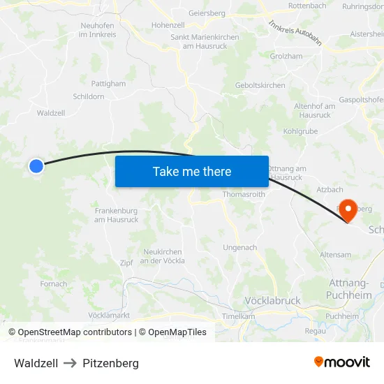 Waldzell to Pitzenberg map