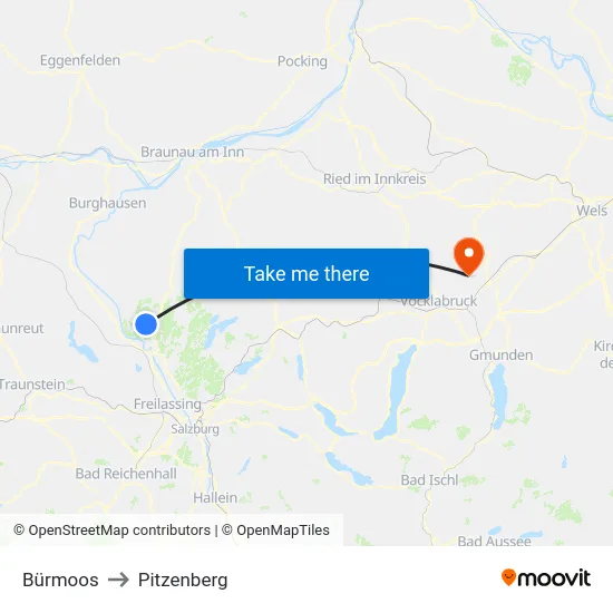 Bürmoos to Pitzenberg map