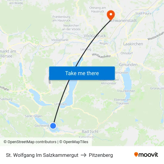 St. Wolfgang Im Salzkammergut to Pitzenberg map