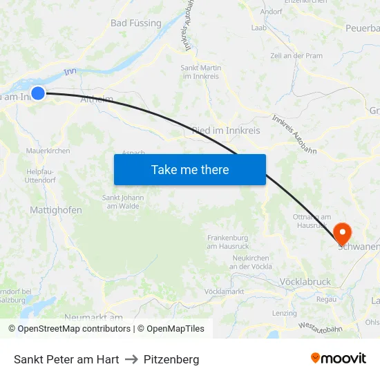 Sankt Peter am Hart to Pitzenberg map