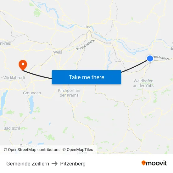 Gemeinde Zeillern to Pitzenberg map