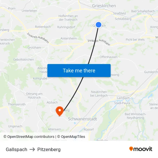 Gallspach to Pitzenberg map