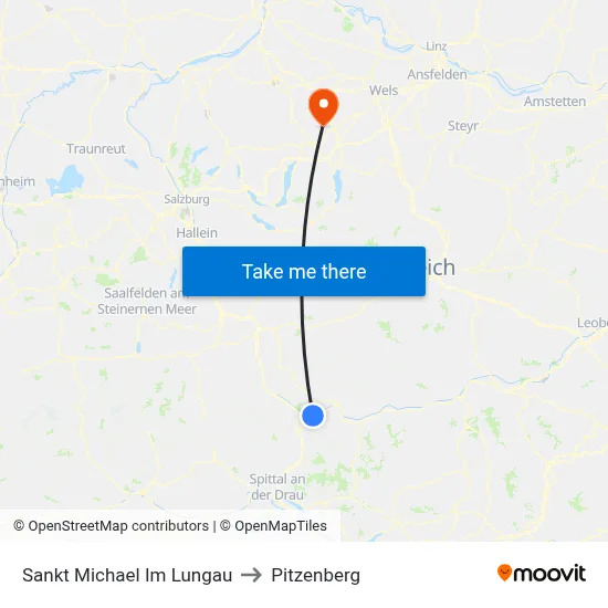 Sankt Michael Im Lungau to Pitzenberg map