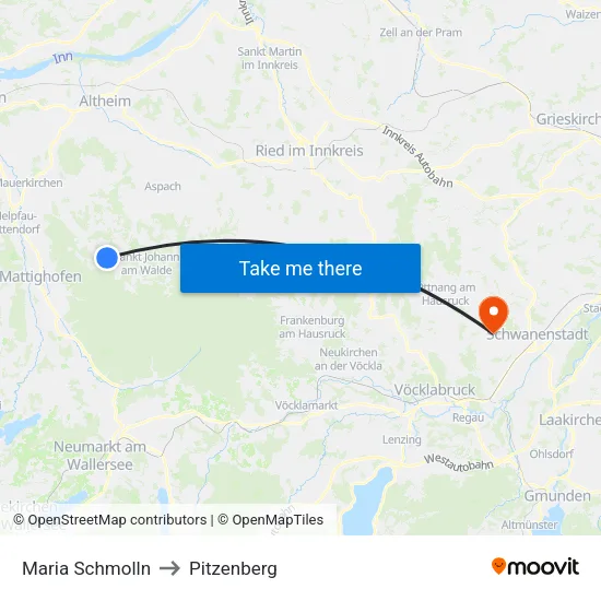 Maria Schmolln to Pitzenberg map