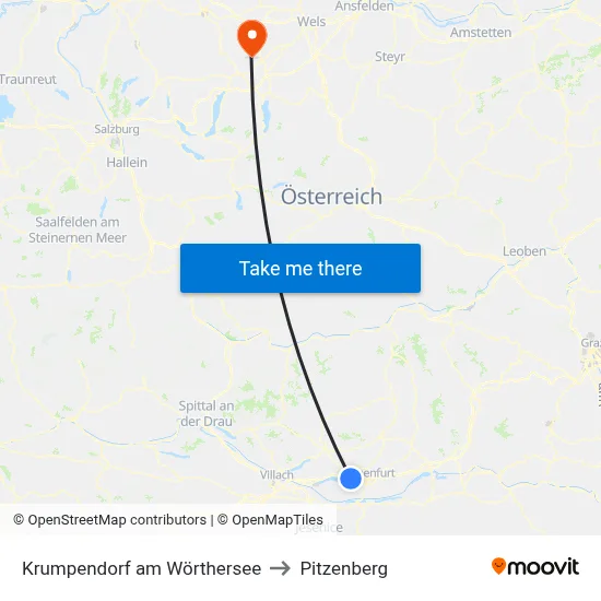 Krumpendorf am Wörthersee to Pitzenberg map