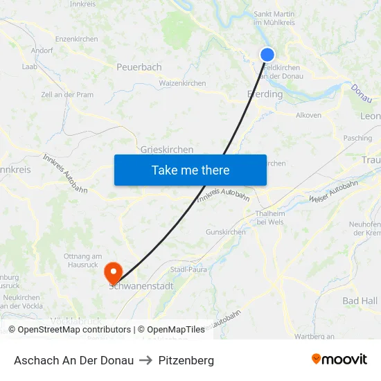 Aschach An Der Donau to Pitzenberg map