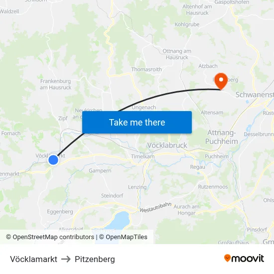 Vöcklamarkt to Pitzenberg map