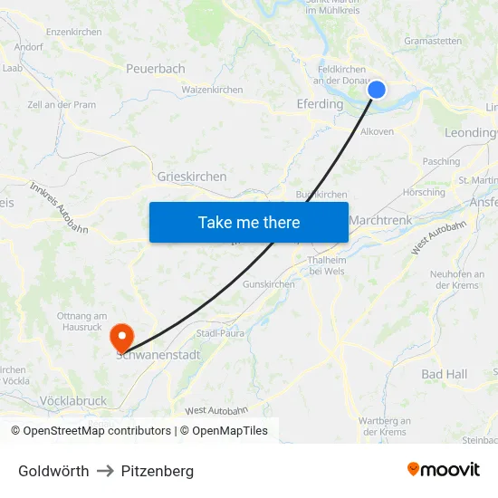 Goldwörth to Pitzenberg map