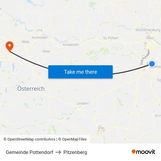 Gemeinde Pottendorf to Pitzenberg map