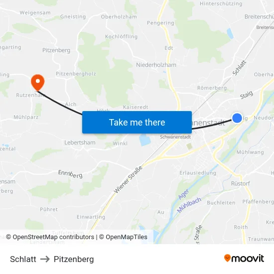 Schlatt to Pitzenberg map