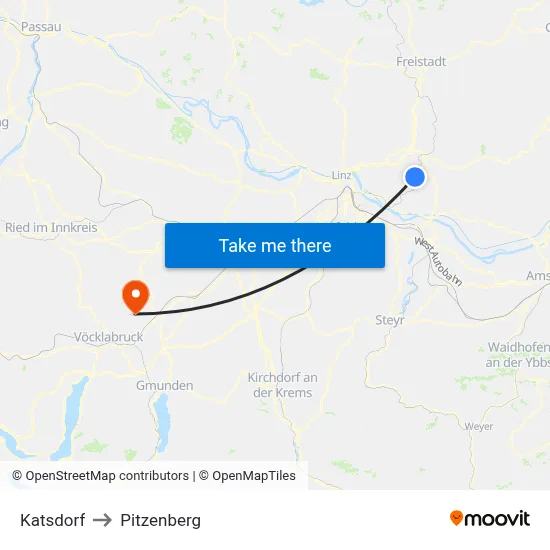 Katsdorf to Pitzenberg map