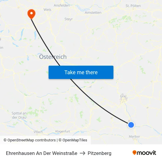 Ehrenhausen An Der Weinstraße to Pitzenberg map