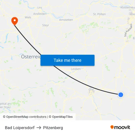 Bad Loipersdorf to Pitzenberg map