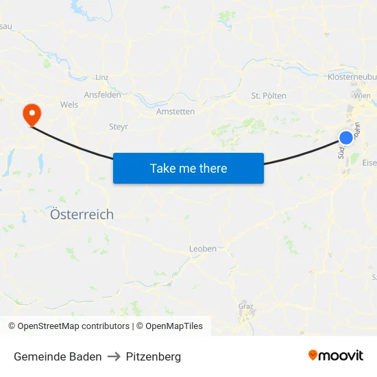 Gemeinde Baden to Pitzenberg map