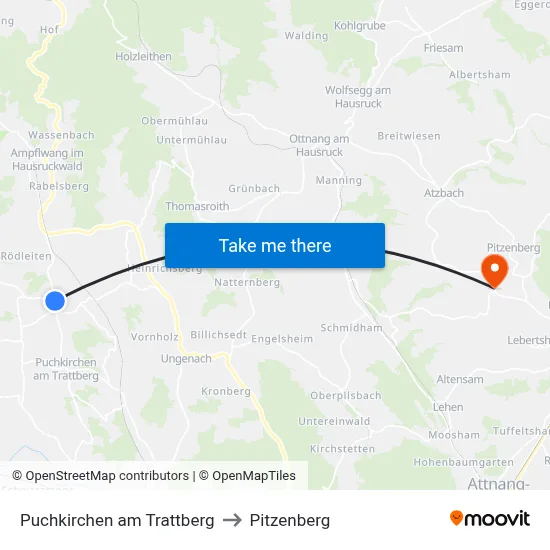 Puchkirchen am Trattberg to Pitzenberg map
