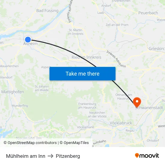 Mühlheim am Inn to Pitzenberg map