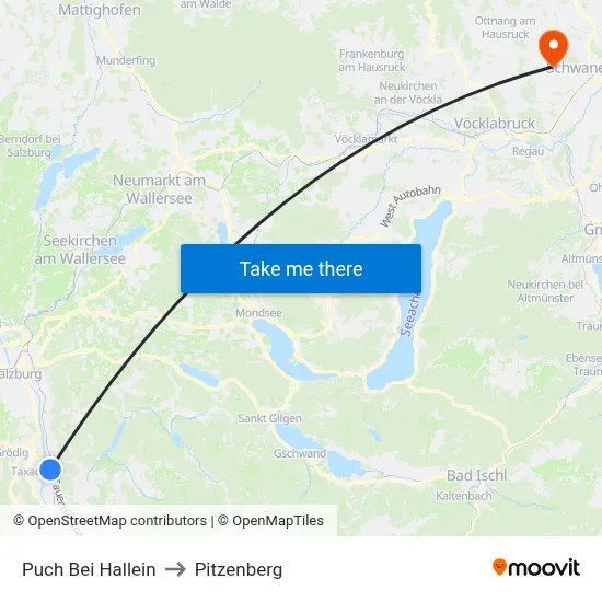 Puch Bei Hallein to Pitzenberg map