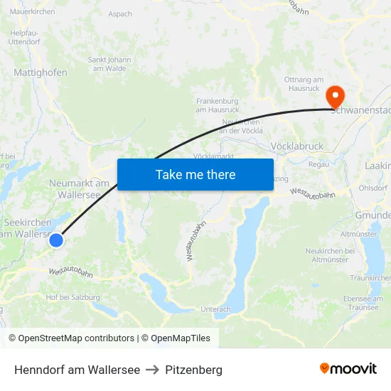 Henndorf am Wallersee to Pitzenberg map