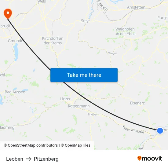Leoben to Pitzenberg map