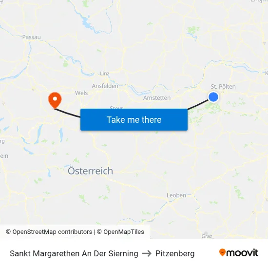 Sankt Margarethen An Der Sierning to Pitzenberg map