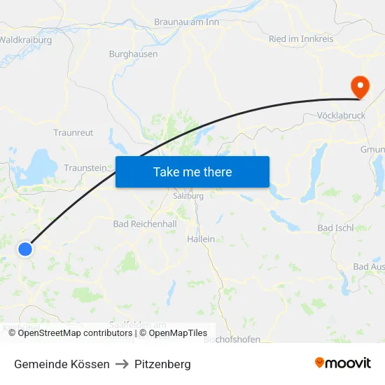 Gemeinde Kössen to Pitzenberg map