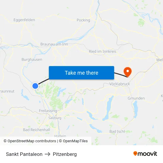 Sankt Pantaleon to Pitzenberg map