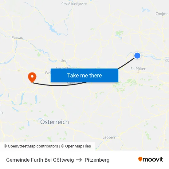 Gemeinde Furth Bei Göttweig to Pitzenberg map