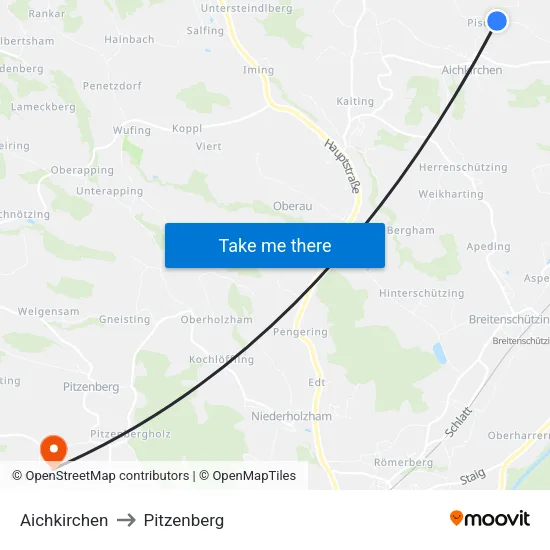Aichkirchen to Pitzenberg map