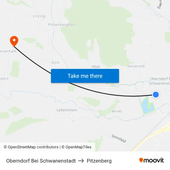 Oberndorf Bei Schwanenstadt to Pitzenberg map