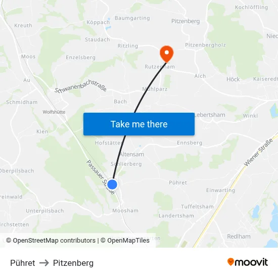 Pühret to Pitzenberg map