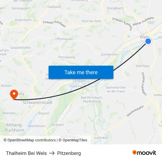 Thalheim Bei Wels to Pitzenberg map