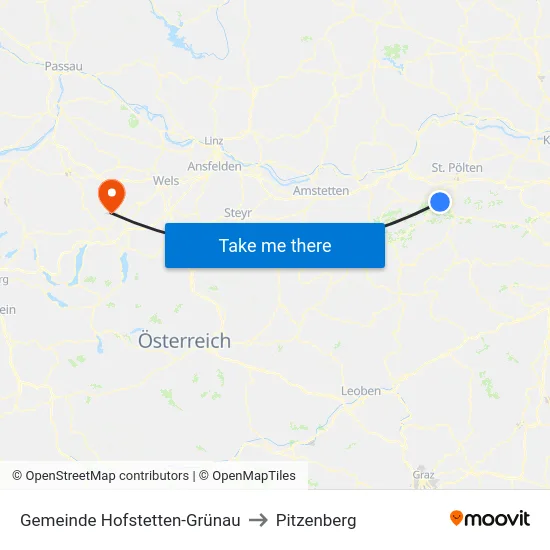 Gemeinde Hofstetten-Grünau to Pitzenberg map