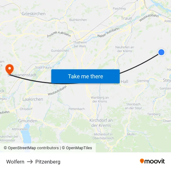 Wolfern to Pitzenberg map