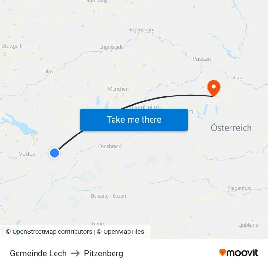 Gemeinde Lech to Pitzenberg map