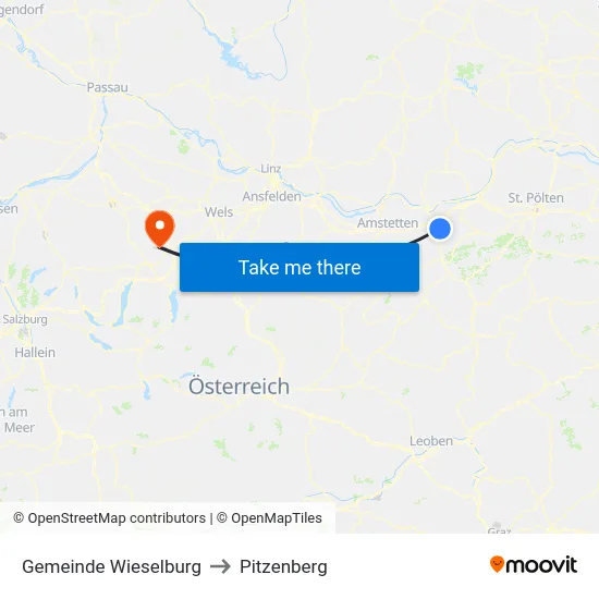 Gemeinde Wieselburg to Pitzenberg map
