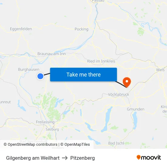 Gilgenberg am Weilhart to Pitzenberg map
