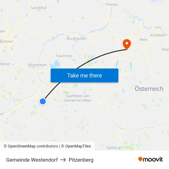 Gemeinde Westendorf to Pitzenberg map