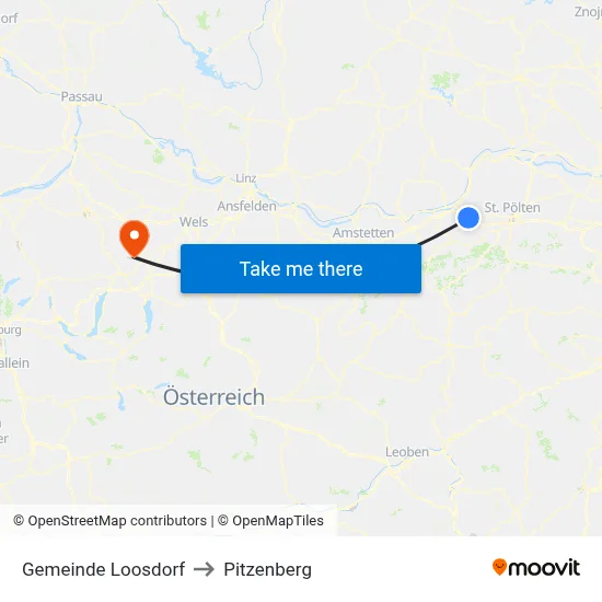 Gemeinde Loosdorf to Pitzenberg map