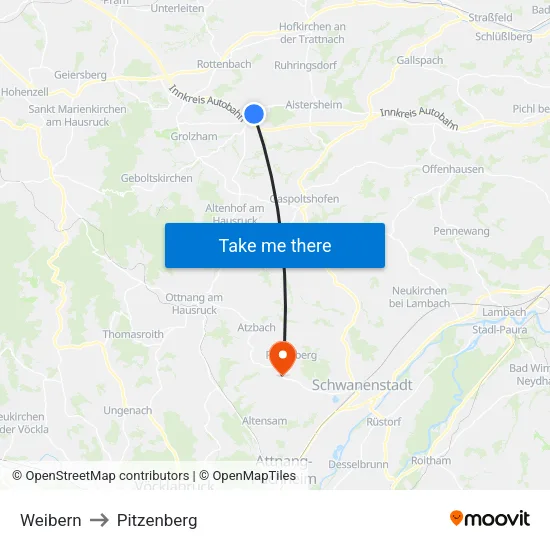 Weibern to Pitzenberg map