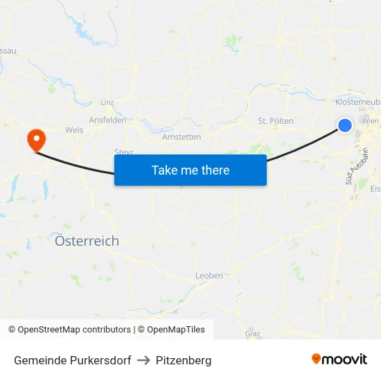 Gemeinde Purkersdorf to Pitzenberg map