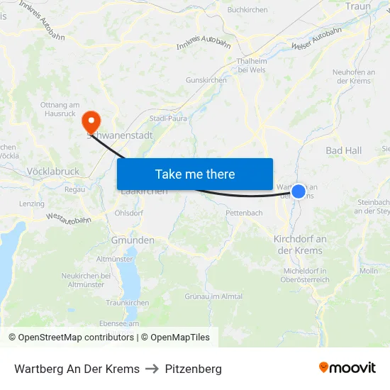 Wartberg An Der Krems to Pitzenberg map