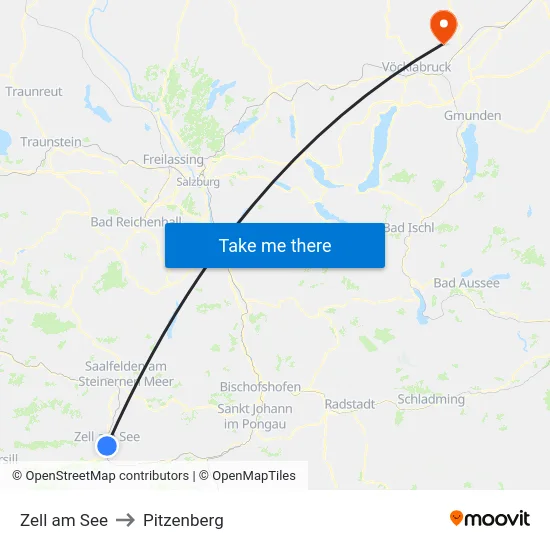 Zell am See to Pitzenberg map