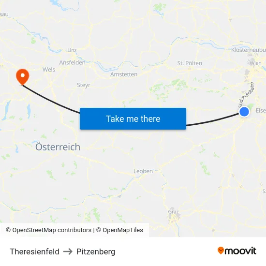 Theresienfeld to Pitzenberg map
