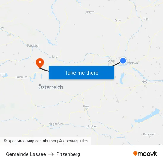 Gemeinde Lassee to Pitzenberg map