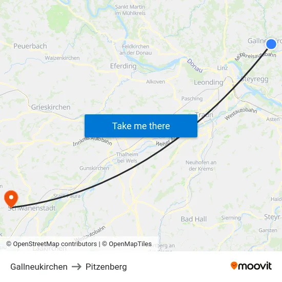 Gallneukirchen to Pitzenberg map