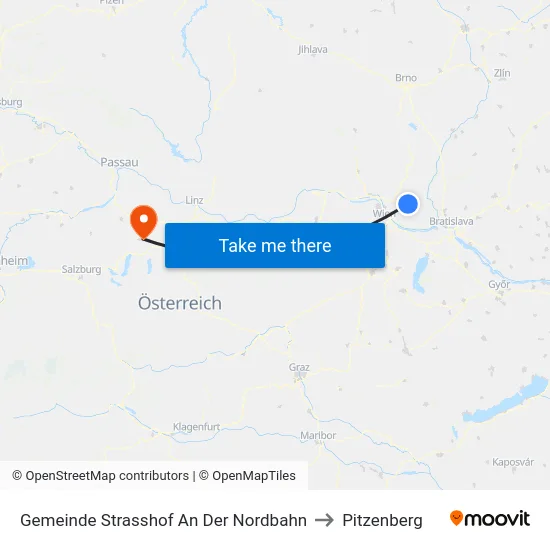 Gemeinde Strasshof An Der Nordbahn to Pitzenberg map