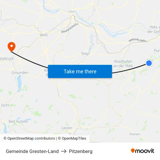 Gemeinde Gresten-Land to Pitzenberg map