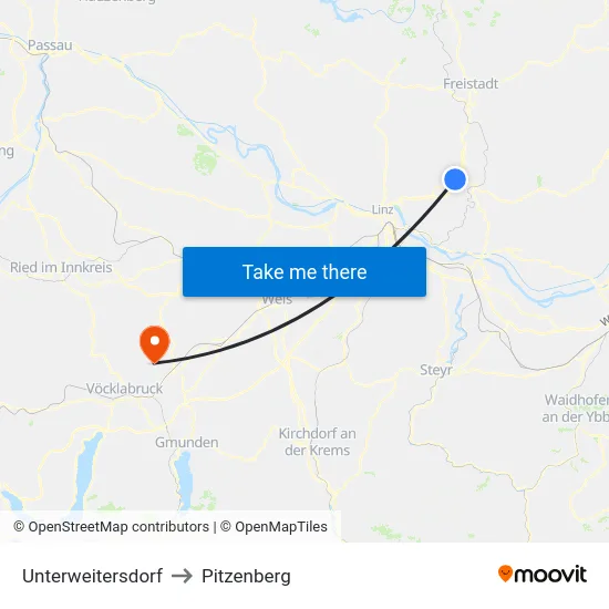 Unterweitersdorf to Pitzenberg map