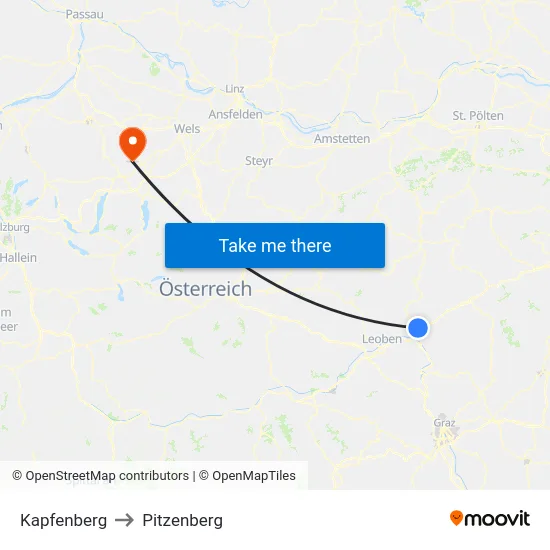 Kapfenberg to Pitzenberg map