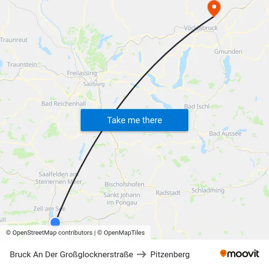 Bruck An Der Großglocknerstraße to Pitzenberg map